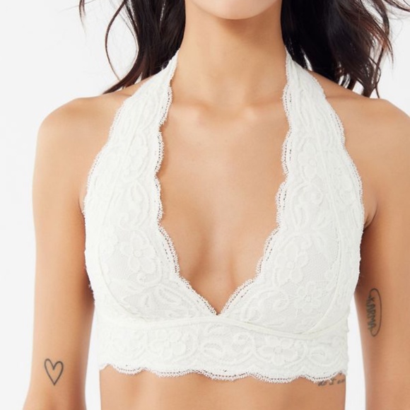 Urban Outfitters Other - Urban Outfitters Ivory Lace Halter Bralette